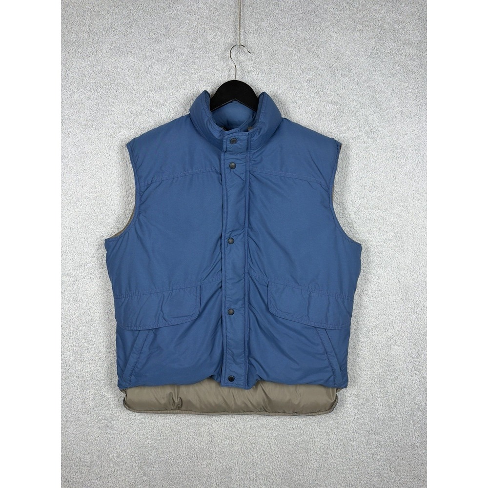 Vtg REI Goose Down Puffer Vest Blue Mens Size L Double Pocket Outdoor